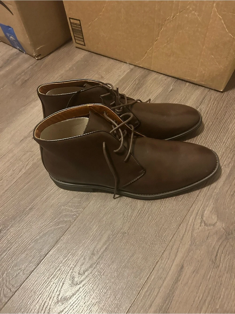 jf j.ferrar Men's Dark Brown Leather Chukka Boots